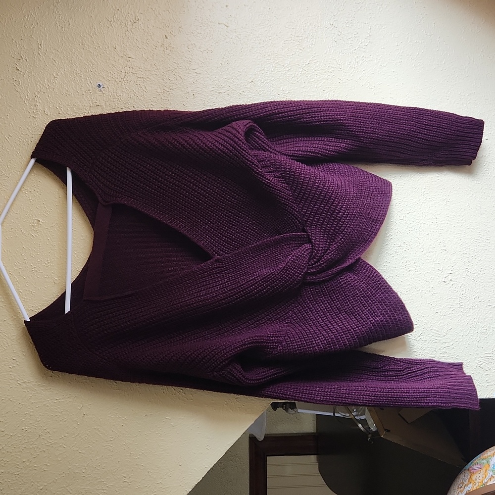 Hooked Up by IOT Deep Burgundy V-Neck Sweater